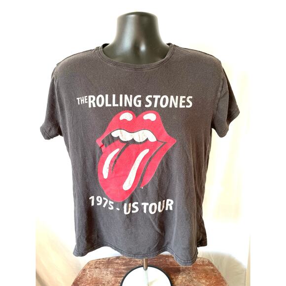 Rolling Stones 1975 US Tour Tongue Logo Band Tee L - Picture 1 of 6
